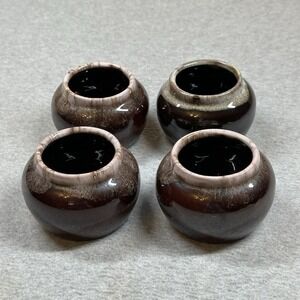 Vintage Ceramic Bowls Brown Drip Glaze Set Of 4 MCM‎ 1950s-70s Made In Japan